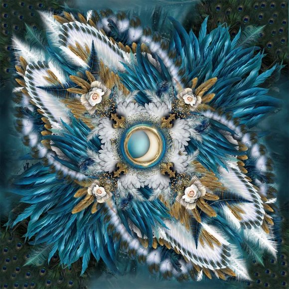 deb schlier Accessories - Blue & White Angel Wings Square Silk Modal Oversized Scarf Wrap